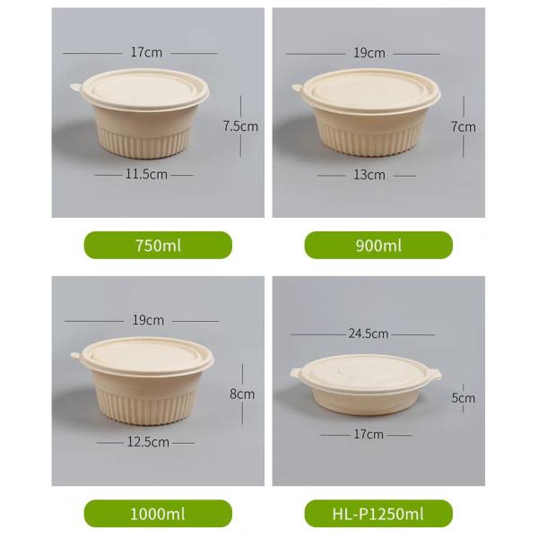 Disposable Blister Noodles Biodegradable Container Round Eco Friendly Bowl