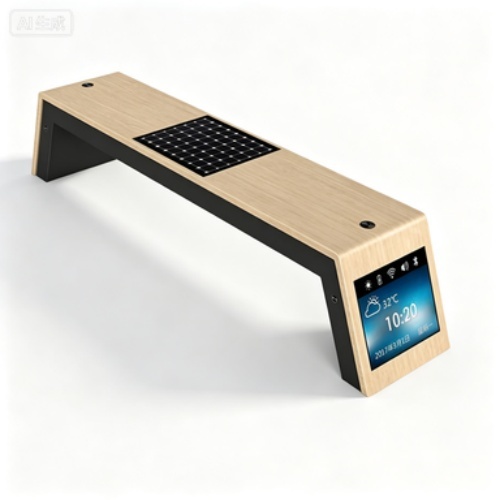 Solar Powered Smart Outdoor Bench With Wireless Phone Charging , Public Smart Park Seat