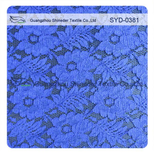 Summer Launch Indigo Blue Corded Lace Fabric , Bridal Floral Lace Fabric