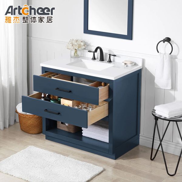 Floor Standing Eco-Friendly Bathroom Vanity Cabinet with Soft Closing Drawers for Modern Bathrooms