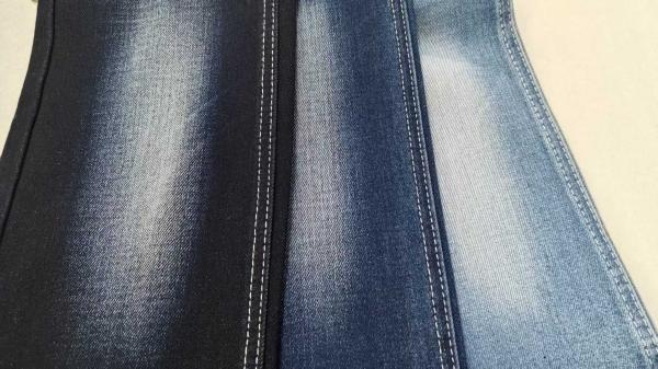 14 oz bleu foncé avec une largeur totale de 153 à 155 cm Tissu denim étirable léger JSD3437-1 pour pantalon de mode pantalon