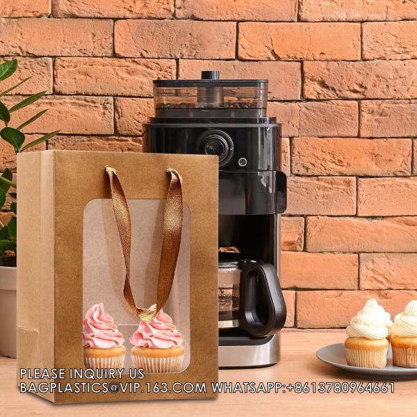 Kraft Paper Bags With Handles Transparent Flower Bouquet Bags For Present Bridal Shower Festivals Party