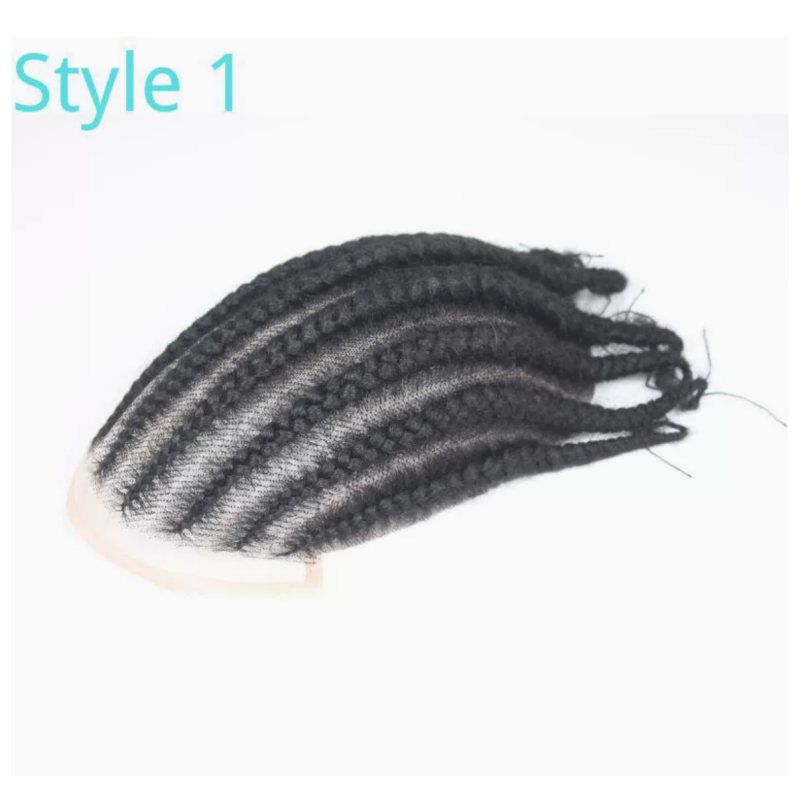 100% Remy Hair Full Lace  8 inch length with cornorw afro braids toupee for men 10x8inch reday to ship