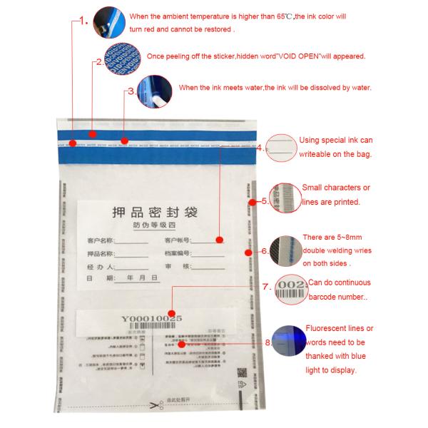 ISO9001 Сертифицированный Курьерский пакет для банковского депозита с клапаном