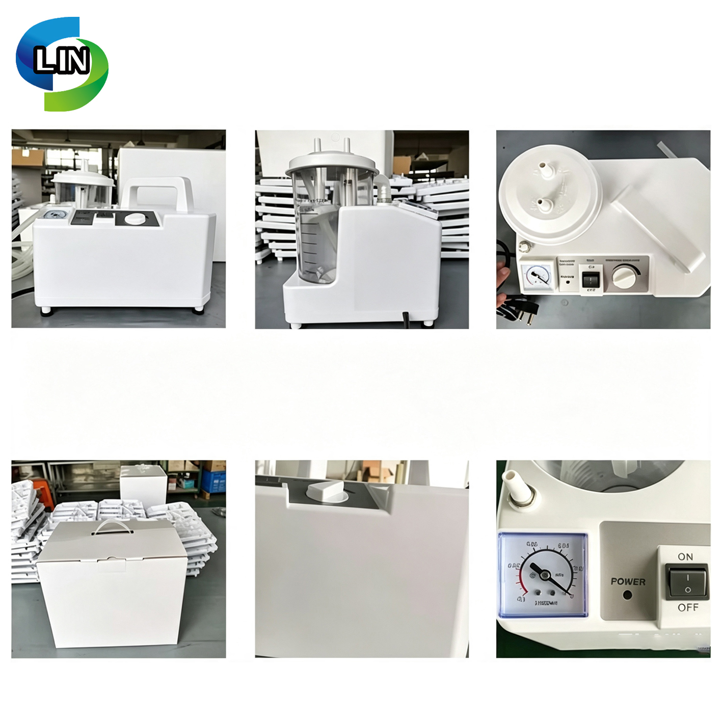Medical negative pressure aspirator with maximum vacuum degree ≥32KPa (240mmHg), flow rate ≥20L/min, and noise level ≤50dB(A) for surgical and wound suction