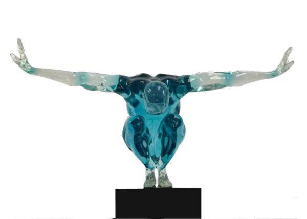 Contemporary Garden Home Art Decoration Transparent Resin Man Sculpture