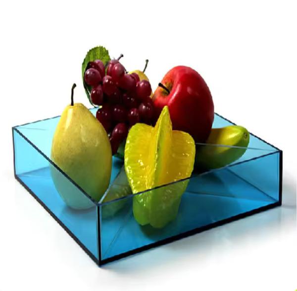 OEM Green Square Acrylic Tray Plexiglass Fruit Tray With Removable Compartments
