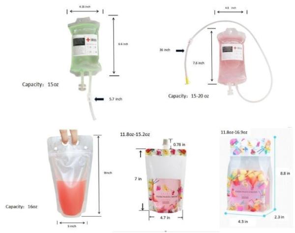 Saco de empacotamento da bebida do suco de fruto do saco da bebida dos sacos do sangue do vampiro, partido de Dia das Bruxas para o porto duplo IV do saco da bebida da energia do sangue