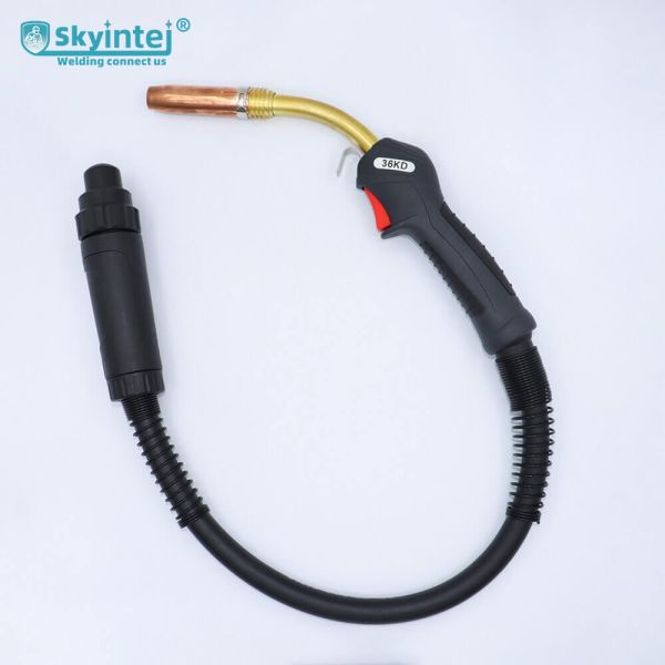 Skyintej MIG Welding Torch Copper Plated Black Handle 36KD Air Cooled 500A DC 60% Duty Cycle AC 220V Flexible Swan Neck 0.8mm