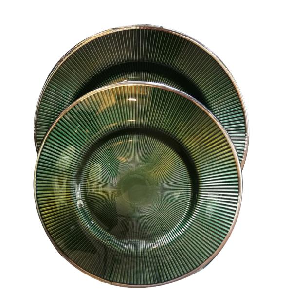 Плиты заряжателя золотого десерта цвета стеклянные, декоративные плиты заряжателя для свадьбы