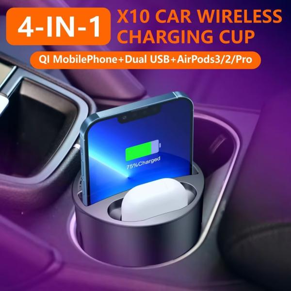 Cargador inalámbrico de automóviles ABS con potencia de carga inalámbrica de 15W/10W/7.5W/5W y parámetros de entrada de 5A de 12V DC