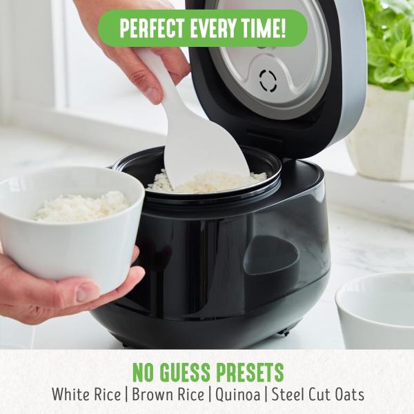 GreenLife PFAS-Free, 4-Cup Rice Oats and Rains Cooker, Saúde Cerâmica Nonstick, Fácil de Usar Automático Presets, Dishwas