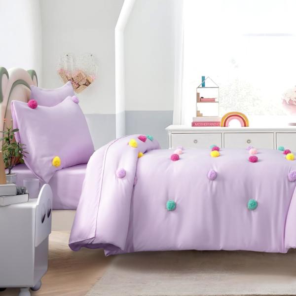 5 piezas Niñas Set de ropa de cama para niños Consolador para niños Con tejido de microfibra
