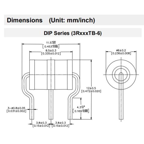 Волна паяя GDT 70V 75V 90V 230V 250V металла ограничителя перенапряжения нагнетательной трубы газа 3RB-6 керамический