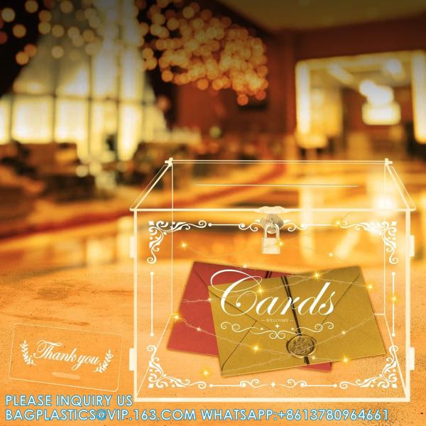 Acrylic Wedding Card Box Money Post Gift Box Holder, Clear Card Box Large Letter Envelope Boxes With Lock And Slot