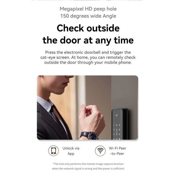 YAGU NEO Aluminum Alloy Biometric Wood Door Digital Fingerprint Lock With Camera Keyless Biometric Lock for Home Security TUYA