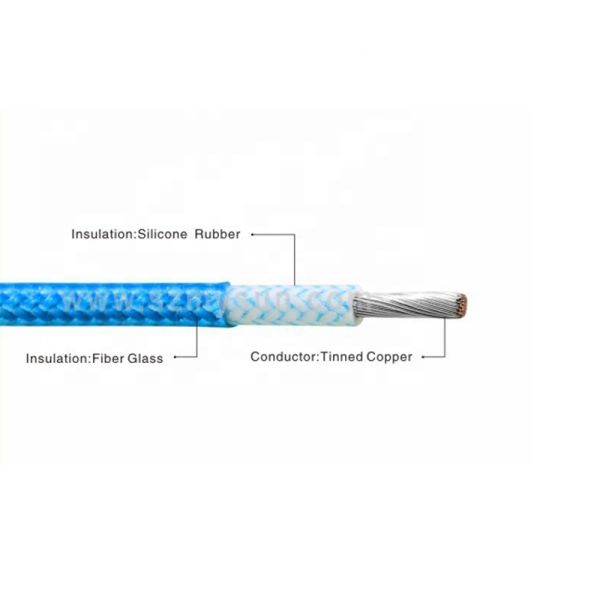 UL3122 Fiberglass Braided Wire with 300V Rated Voltage and 200C High Temperature Silicone Rubber Insulation and Tinned Copper Conductor