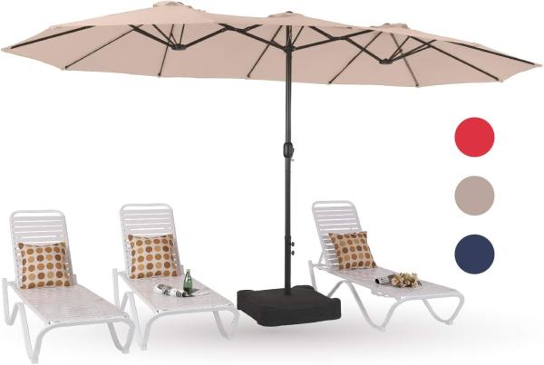 Patio Umbrellas, Outdoor Market Large Umbrella wirh Base, Rectangle Long Double-Sided Umbrella Yard Lawn Garden