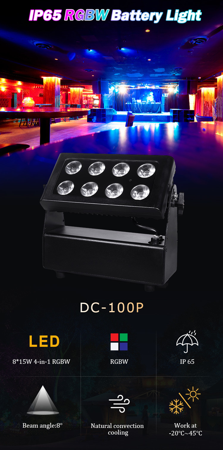 8 * 15w 4 в 1 Ip65 батарейки подсвечивает светодиодные лампы Rgbw Party Light