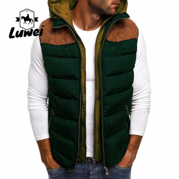 Customizado Zip Up Inverno Poliéster Utilidade Algodão Vestido Homem Quilted Capuzado Bomber com Capuz