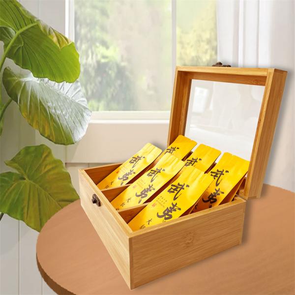 Ящик для хранения чая бамбука домочадца 24x16x9cm деревянный с крышкой