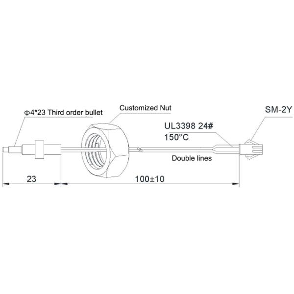 Bullet Type NTC Temperature Sensor Small Size 4*23mm Temperature Probe
