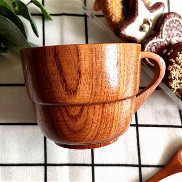 Handmade Binodal Wooden Drinking Cups Jujube Thermo Coffee Cup With Handle