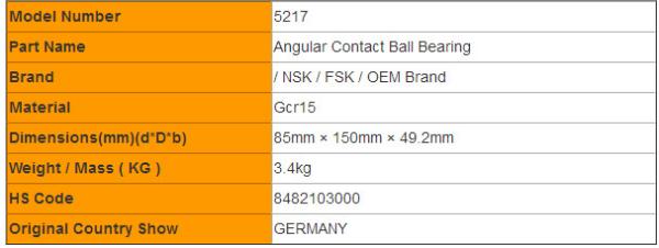 Double Row 5217,3217 A/C3 Angular Contact Ball Bearing for Automobile