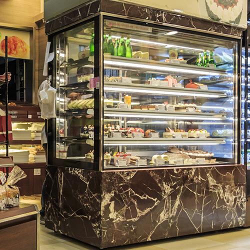 Vitrina de panadería de 5 niveles, altura 190 cm, vitrina de cristal para pasteles