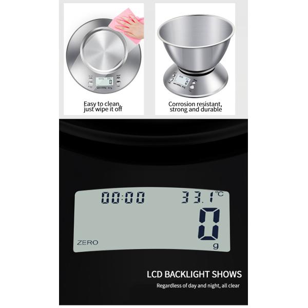 254*85*27 mm Stainless Steel High Accuracy Electronic Digital Kitchen Weight Scale with 5kg Maximum Weight Recommendation