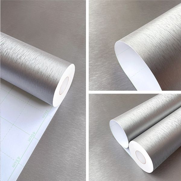 0.10-0.60mm Metallic PVC Film Rolls Brushed Aluminum Thermoplastic Foil for Furniture