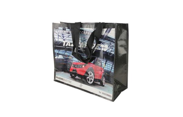 Reusable PP Woven Bags , Fabric Packaging Bags Yellow Black Polypropylene