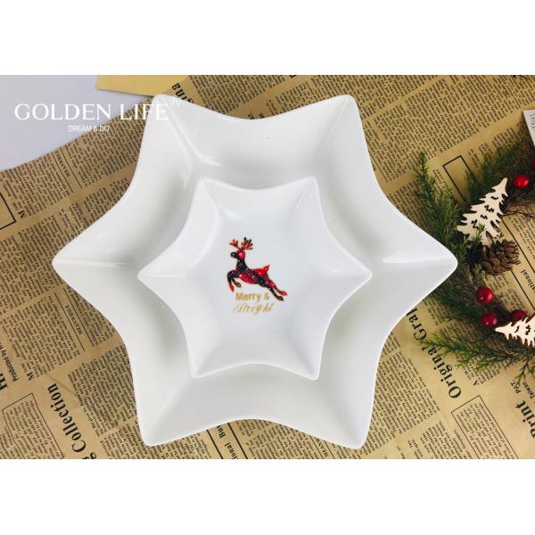 Porcelain Hexagon plate with grid elk  X`mas design Dinner Plate Household Breakfast Snack Dishes Plate