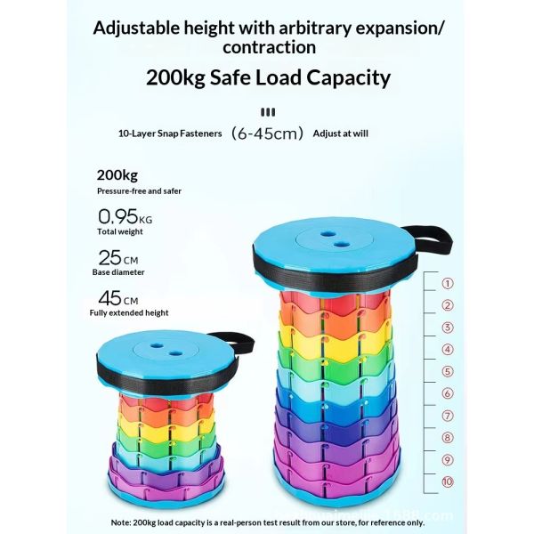 Modern Outdoor Plastic Folding Portable Collapsible Retractable Stool Thickened PP Material Camping Picnic Telescopic Chair