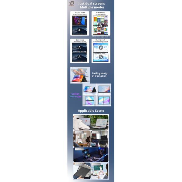 15.6 polegadas Full HD 1920*1080 IPS Extensor de Display Tipo C Interface Laptop Triple Screen