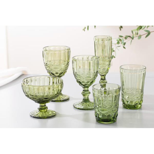 Green Dessert Vintage Glass Trifle Bowl Footed 350ml 12 Oz Lead free