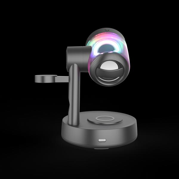 Stylish Qi 2.2 Wireless Charger and Bluetooth 5.2 Speaker Combo Support both Samsung & Apple Devices