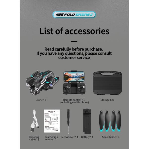 Профессиональный 4K HD ESC с двойной камерой Мини-Дрон H35 Бесбросовый оптический поток WIFI Квадрокоптер Удаленное управление препятствий