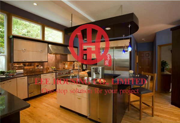 Customized Modern Laminated Wood Grain Color Kitchen Cabinet with Excellent Design and Quality