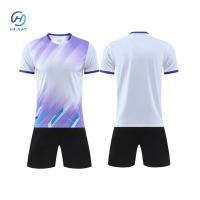 Camisa de futebol personalizada tamanho XXL poliéster respirável Ligas azuis negras para jogos e treinamento de equipe