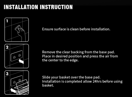 WGO Damage Free Bathroom Holder Set , Mounting Self Adhesive Bathroom Shelf