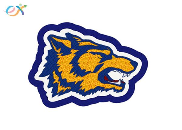 Custom Wolf Head Shaped Towel Patches Laser Cut Sew-on Wolf Chenille Patch For Clothes
