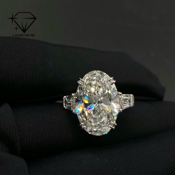 Luxuryshine Oval Cut VVS/VS Lab Grown Diamond 10CT Solitaire Ring 18K solid Gold custom Jewelry  With IGI Certificate