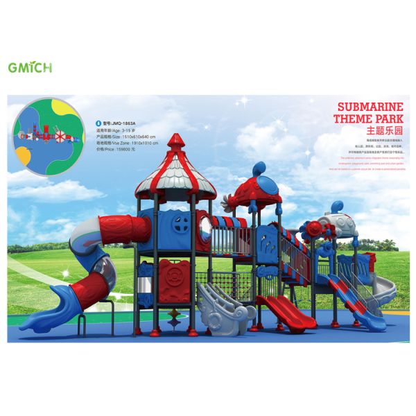 Kids Zone Outdoor Playground Equipment Kindergarten Plastic Slides Play Set for Children
