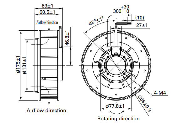 24V 48V DC Centrifugal Fan 175X69mm Ball Bearing Alloy Aluminum Frame