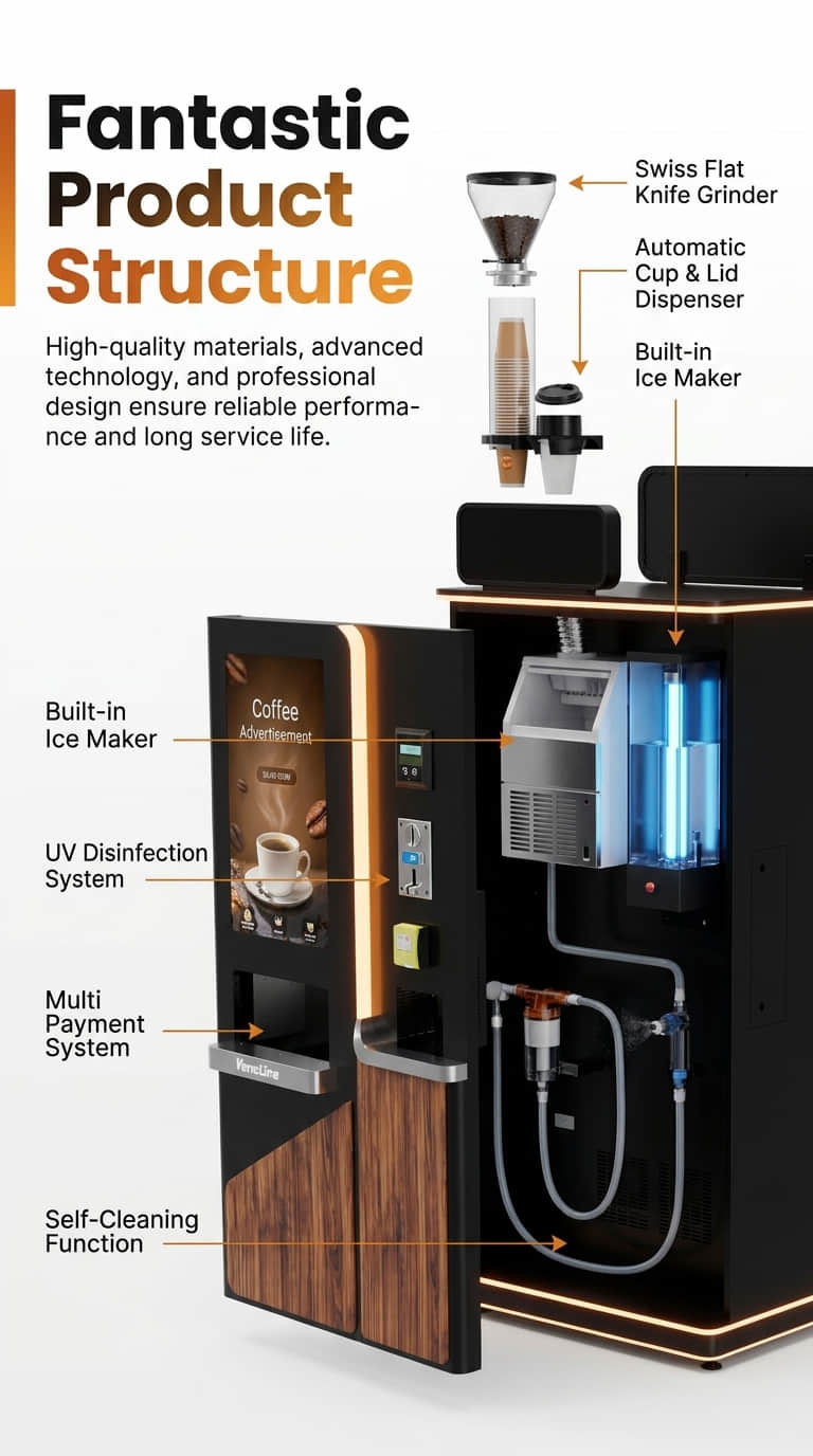 Commercial Self-Service Beverage Vending Machine for Fresh Drinks | Intelligent Coffee & Juice Retail Equipment Manufacturer