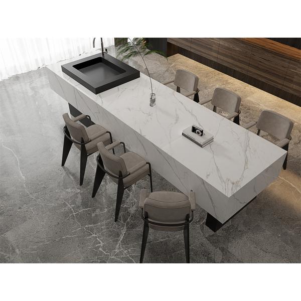 Carrara Antiderrapante Lâmina de Pedra Sinterizada Polida Para Sala de Viver 1420x2700mm Branco
