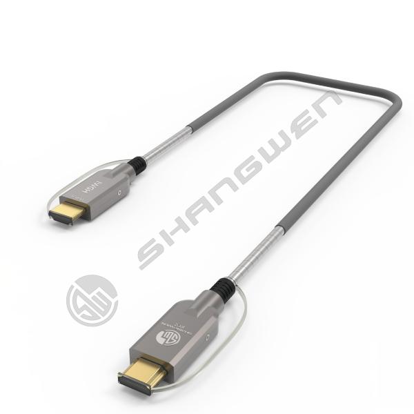 2.1 HD Link Port Fiber Optic Cable TPU Shell Stainless Steel 304 Armored Tube Silicon Line Chip 4K 60Hz 8K 144Hz OD 6.0mm