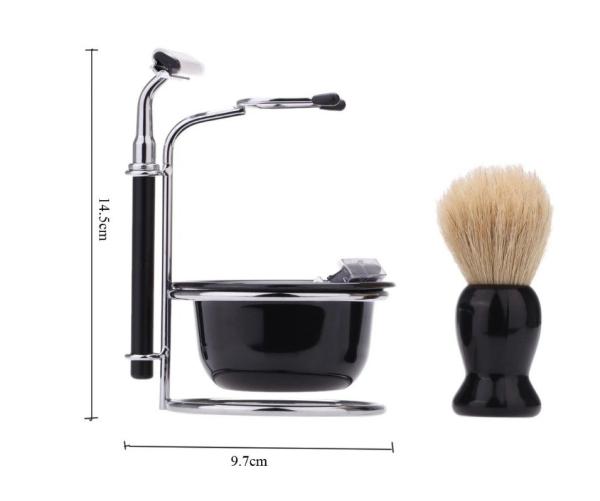 Custom Men Hair Whisker Brush Metal Stand Razor Holder Barber Beard Brush Shaving Set