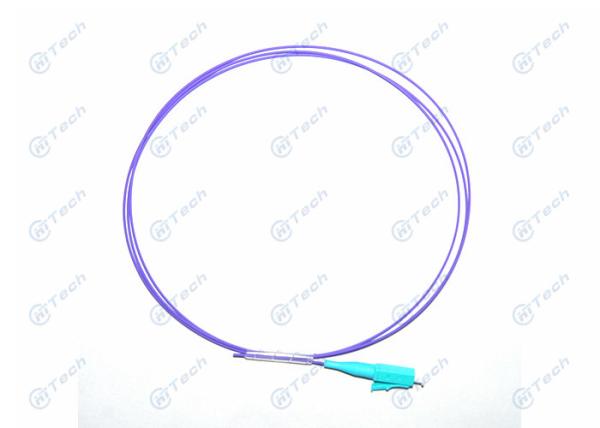OM4 LC Fiber Optic Pigtail 0.9mm Purple Color Low Insertion Loss Humidity ≤0.2dB